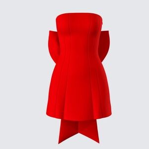 McKay Red Mini Strapless Dress